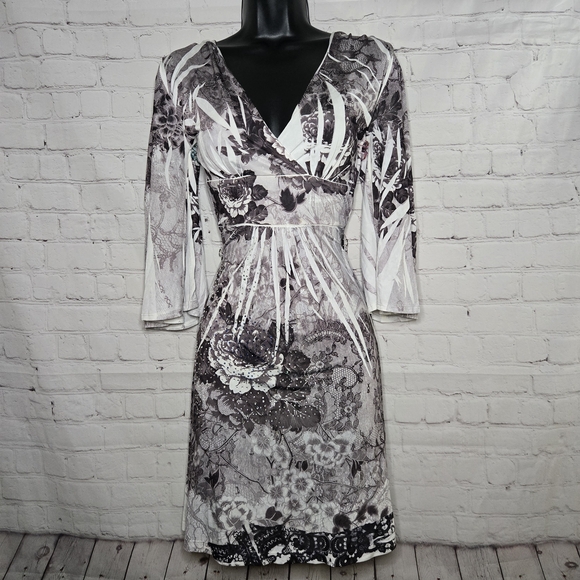 Belldini Dresses & Skirts - Y2k‎ V Neck Empire Waist Butterfly Split Slevve Metalic Silver Black Fairy Dress